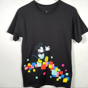 Disney Parks Mickey Mouse Retro Color Block Shirt S Adult Unisex Tee Black
